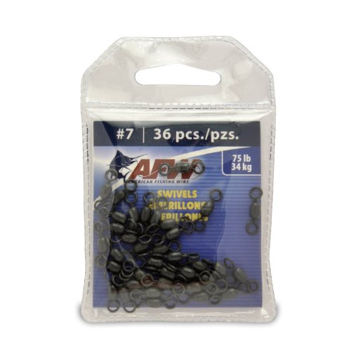 AFW American Fishing Wire Brass Swivels, Black Color, Size 07, 75 Pound Test, 36-Pieces