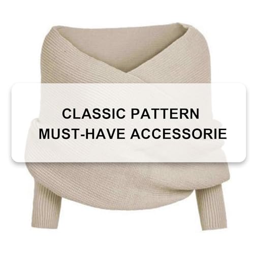GLOWCHY Snowfall Sweater Scarf with Sleeves Cozy Knitted Wrap Shawl Autumn Winter Warm Crochet Cape Blanket GL2004