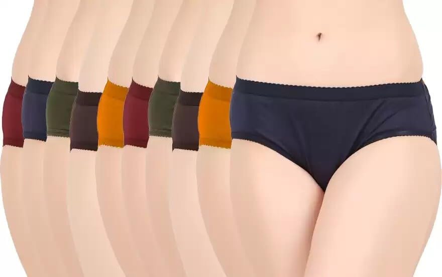 Women Comfortable Pure Cotton Panties (_Solid-5-34 Pack of 10) Multicolour-image-13