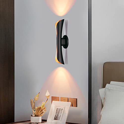 Tubicen T130118-BK Art Deco Black Gold Wall Sconce, 15.7 Inch H Mid Century Modern Theater Sconces Wall Lighting thumb #1