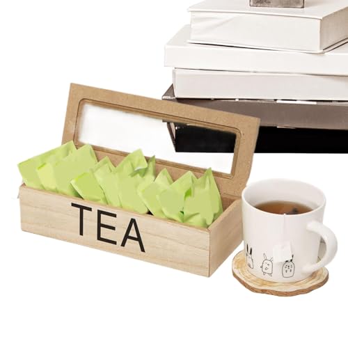 Scatola Da Tè In Legno Con 3 Scomparti, Scatola Porta Tisane In Legno, Pratica Scatola Per Le Bustine Di Tè, Controcesso Per Sala Da Tè, Soggiorno E Sala Da Studio 24x9x6.5 Cm