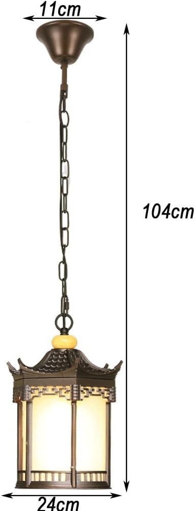Bracket Light Outdoor Waterproof Chandelier Single-Head Hexagonal Shape Aluminum Pendant Lights Farmhouse Exterior Adjustable Chain Hanging Lights Hanging Lamp for Patio Shop Garage Barn Chicke