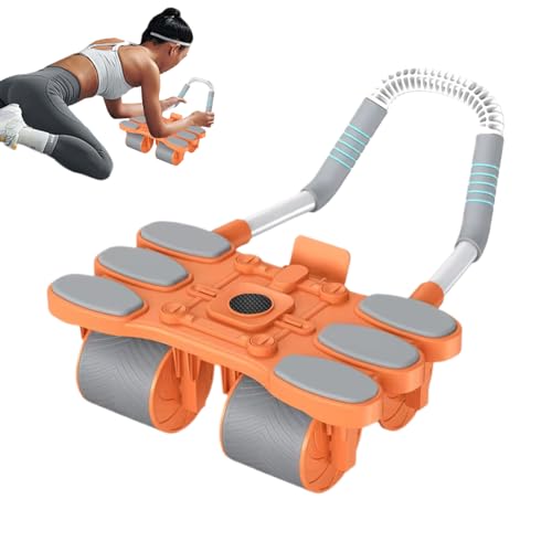 腹筋ローラーホイール,4輪式筋肉トレーニング 自動復元アブローラー - フィットネス機器 膝パッド付き - 家庭用、ジム用、寮用、旅行用、アパート用