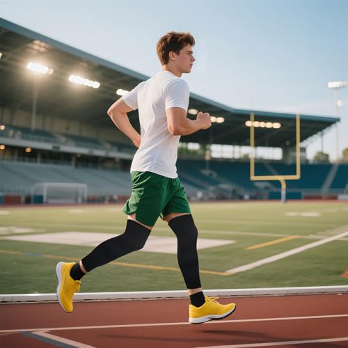 2 Pairs Leg Sleeves, Thigh Compression Sleeves Full Length Sports UV Protection Sleeve Long Legs Sleeve with Anti-slip Silicone Strips for Men Women Running Basketball Football4