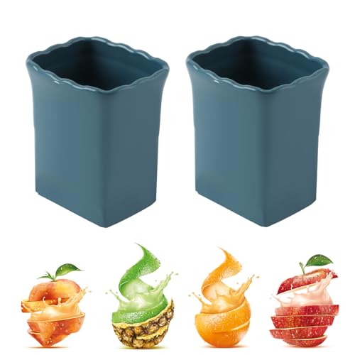 2pcs Multifonction Coupe-Tasse en Acier Inoxydable, Coupe-Fruits pour Fraises Bananes Oufs Légumes Préparation Rapide de Salade Gadgets de Cuisine (Bleu Foncé)