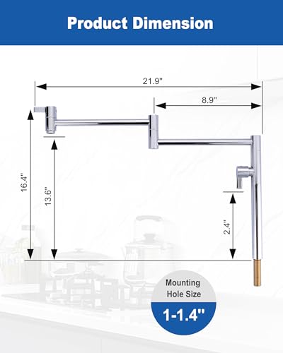 Robinet de poêle extensible ARCORA en laiton massif chromé à double joint