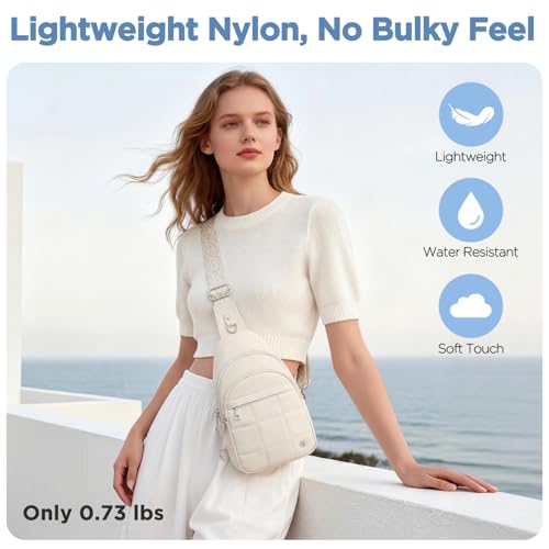 Fiiuos Anti Theft Sling Bag for Women, RFID Crossbody Purse Travel White by Fiiuos - Used condition - Image 5