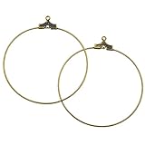 Antiqued Brass Beading Hoop Earring Findings with Loop - 40mm Diameter (12)