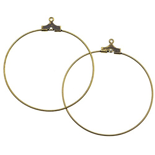 Antiqued Brass Beading Hoop Earring Findings with Loop - 40mm Diameter (12)
