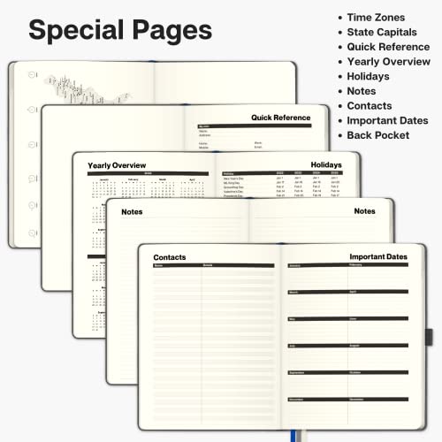 Dunwell Large Undated Appointment Book (8.5 X 11), Gray Faux Leather, 15 Minute Interval Time Block Planner (30 Min Weekends) No Date Planner Daily Weekly Monthly #TOP5