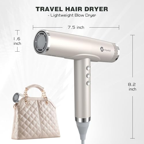 slopehill Professional Hair Dryer with Diffuser, Ionic Hair Dryer,Lightweight Compact Powerful & Fast Salon Blow Dryer with High Speed Brushless Motor, Travel Hairdryer, Women & Men (Ceramic, Stone) — view 6