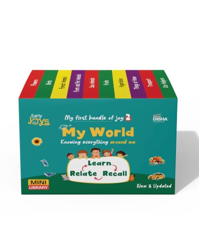 Image of Disha Premium Gift Box Set for 1 - 5 Year Kids / Children - Early Joys - My First Bundle of Joy 2 - MY WORLD | Learn, Recall, Relate | 10 Board, 2 Activity Books & 2 Charts in a Utility Box | Mini Library
