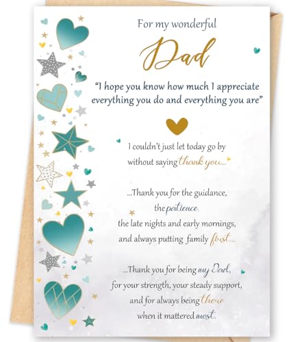 Missonemi Fathers Day Card for Dad – Heartfelt Father‘s Day Cards Gift from Son or Daughter, Meaningful Birthday Greeting Card for Father