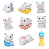 10Pcs Mini Resin Cats, Cute Mini Cat Figurines, Miniature Resin Animals Figurines, Tiny Cat Figures DIY Crafts for Desk and Home Decor, Micro Landscape Fairy Garden, Dollhouse Party Favors