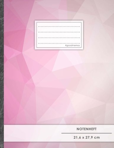 Notenheft: DIN A4 • 48 Seiten, 24 Blatt, 12 Systeme, „Decent Pink“ • Original #GoodMemos Schulheft • Mit Inhaltsverzeichnis und Seitenzahlen, Noten-Lineatur 14