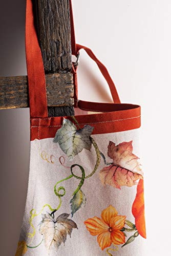 Maison D' Hermine Apron 100% Cotton 27.50Inch X 31.50Inch 1 Piece Adjustable Neck Strap Cloth Apron With Center Pocket For Mothers Day Gifts, Chef, Women & Men, Potiron - Thanksgiving/Christmas #TOP5