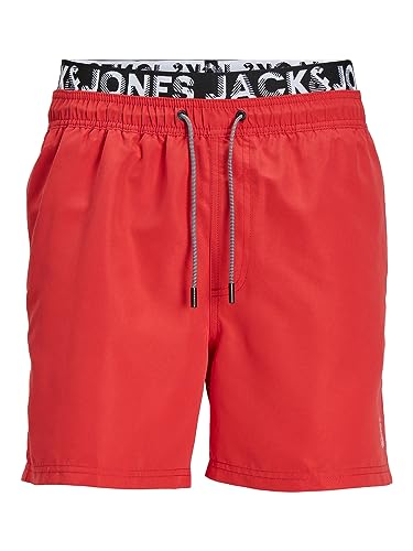 Jack & Jones Jpstfiji Jjswim Db Wb Ly Sn Bañador corto, Hombre, Rojo, L
