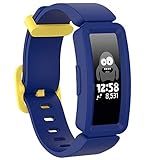 GVFM Compatible with Fitbit Ace 2 Bands for Kids 6+, Soft Silicone Bracelet Accessories Sport Strap Boys Bands Compatible for Fitbit Inspire HR & Ace 2 (Blue (Yellow Fastener Ring))