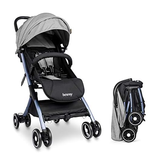 Besrey Silla Paseo Bebe Ligera Compacta Cochecito Viaje Avión 4,9 kg Carritos de Bebe Plegable 6-36 Meses