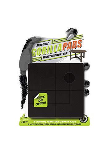 Slipstick GorillaPads 4 Inch Non Slip Furniture Gripper Pads (Pre-Scored to Cut to Size) Stops Sliding and Protects All Hard Floor Surfaces Optional Self-Stick Adhesive Square CB140