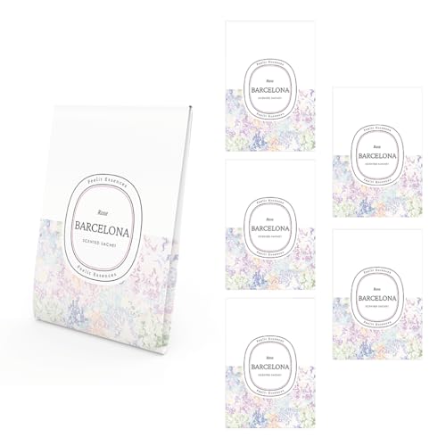 Feelit - Set mit 5 Kleiderschrank- und Wäscheduft - Erinnerung an Barcelona - Rosenduft - Duftbeutel - Zum Verschenken - Dekorativ - Handgefertigtes Produkt