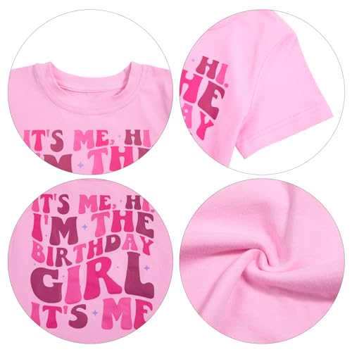 Image of LOTUCY Birthday Girl Outfit for Kids Its Me Hi Im The Birthday Girl Shirt Letter Printed Princess Birthday T-Shirt