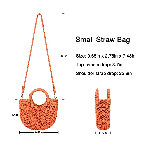 Image of Womens Straw Beach Bag Woven Crossbody Shoulder Bags Top Handle Satchel Handbag Purse for Summer