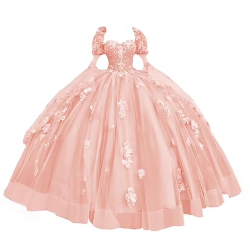 KPDFIF Women's Blush Pink Quinceanera Dresses with Bow Plus Size Dress