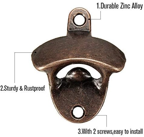 Bottle Opener Wall Mounted 10 Pack Rustic Beer Opener Set Vintage Look with Mounting Screws for Kitchen Cafe Bars