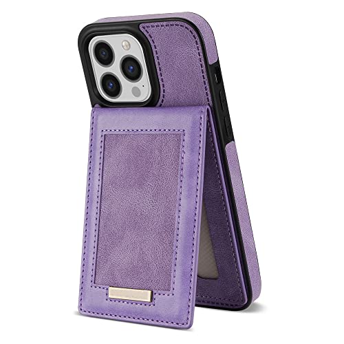 Fente pour carte de crédit sur housse iPhone 14 13 Pro Max avec zip violet