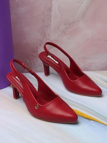 Image of ELLE Women Stylish and elegant Slingback Kitten Heel Mule Sandal