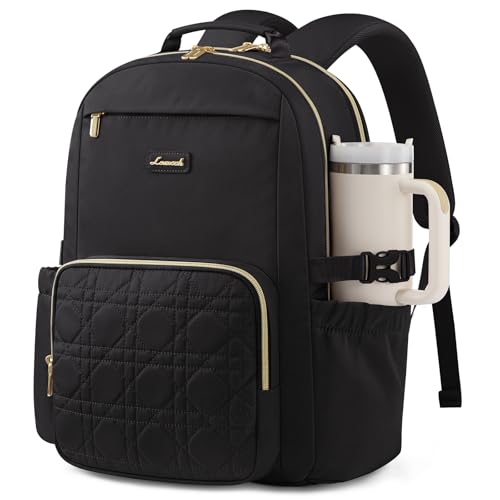 LOVEVOOK Laptop Backpack for Women with Pouch Pocket for Large Capacity Cup,17 Inch Teacher Nurse College Work Backpack Purse,Waterproof Laptop Bag Computer Back Pack for Travel,Black+Wicker pattern by LOVEVOOK - Used condition - US$44.45