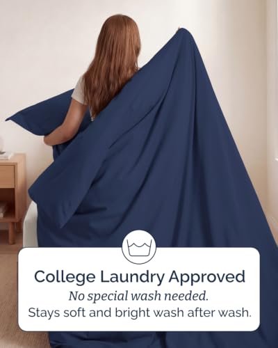 Image of Duvet Cover Twin /Twin XL - 2 Piece Set, College Dorm Room - Navy Blue