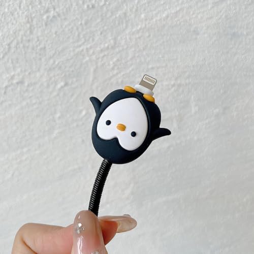 Image of INEFABLE Charger Case Cover Protector with 3D Cute Pattern for iPhone Charger only 18W & 20W, Data Charging Cable Wire Saver Protective Cable Cover Full Protection - Set Of 1 (Penguin)