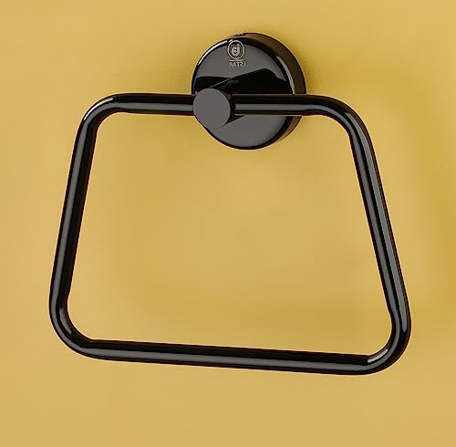 Image of iSTAR Stainless Steel Black Finish Towel Ring /Napkin Ring /Towel Holder /Towel Hanger /Towel Holder for Washbasin and Napkin Holder Stand for Kitchen, Bathroom Square (Pack of 1)