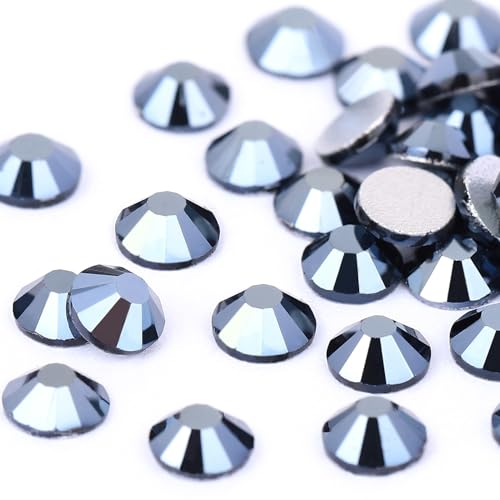 Image of Novani Rhinestones Flatback Rhinestones Glass Gems Stones Jewels Round Gemstones Non-Hotfix Crystal for Crafts,SS20,1440 Pieces,Shiny Black