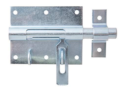 Alberts 137090 Verrou porte-cadenas | avec gâche attachée | zingué | platine 90 x 73 mm | boulon Ø 13,5 mm | longueur totale 130 mm