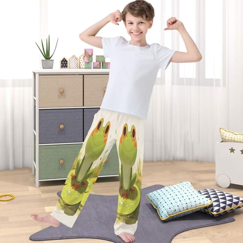 Boy's Pants Smile Frog Jogger Pants Elastic Waist Long Bottoms Trousers with Pockets 6-14 Years4