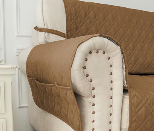 Image of Ameritex Waterproof Nonslip Recliner Cover Stay in Place, Dog Chair Cover Furniture Protector, Ideal Recliner Slipcovers for Pets and Kids (Camel, 23 inch)