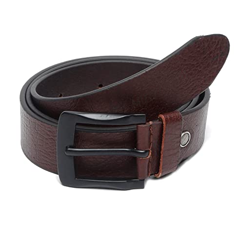 Image of MUTAQINOTI Men's Brown Genuine Leather Belt 1.5 inch (40mm) Handcrafted Casual Style Waist Strap with Matt Finish Buckle Belt for Men Gents Boys (CAOSSH GE)