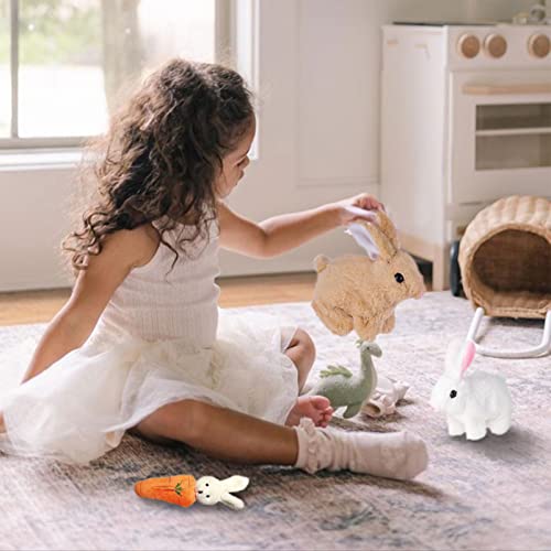 Festivalcos Bunny Toys Interactive Toys Bunnies Can Walk And Talk, Easter Plush Stuffed Bunny Toy Walking Rabbit Educational Toys For Kids, Hopping Wiggle Ears Twitch Nose (Brown, With Carrot) #TOP2
