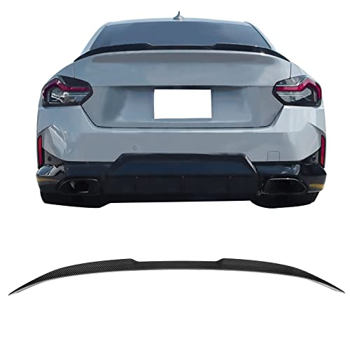 IKON MOTORSPORTS, Dry Carbon Fiber Trunk Spoiler Compatible with 2022-2025 BMW G42 G87 2 Series 220i 230i M240i xDrive M2 Coupe, Gloss Black VS Style Rear Spoiler Tail Wing
