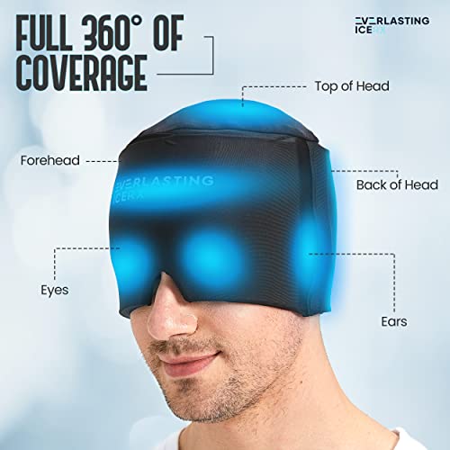 Form Fitting Gel Ice Headache Relief Hat - Cold Therapy Headache Relief Cap/Ice Head Wrap Ice Pack Mask, Cold Compress Headache Relief Cap For Tension & Stress, 20% More Gel, Migraine Relief #TOP4