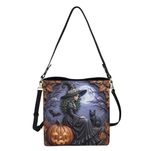 Image of HUGS IDEA Boho Bags for Women Leather Handbag Shoulder Bucket Crossbody Purse