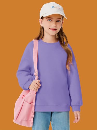 Image of Haloumoning Girls Oversized Crewneck Sweatshirts Kids Fleece Pullover Tops