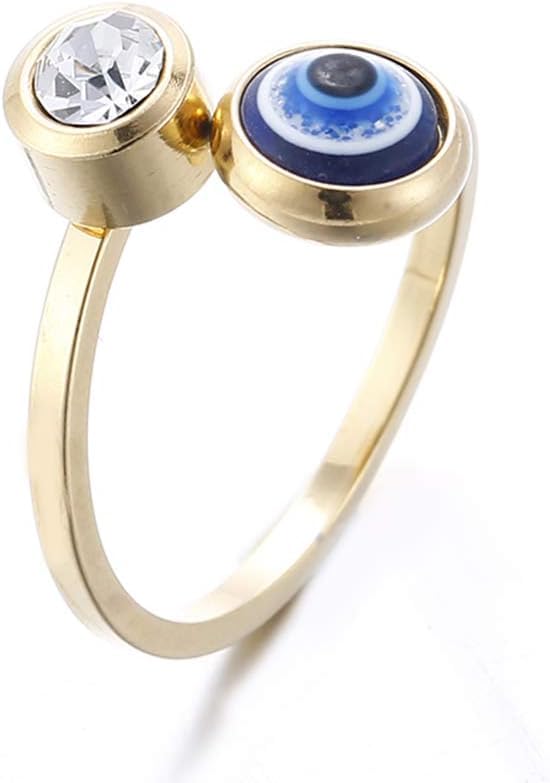 El Regalo 1 PC Stainless Steel Zircon Evil Eye Ring- Anti Tarnish/Waterproof Evil Eye Ring for Girls/Women (Non- Adjustable) (Gold, 17) (B0CRKW2BPK) Amazon Price History, Amazon Price Tracker