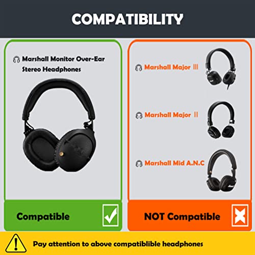 HTINDUSTRY Premium Earpads Replacement Cushions Compatible with Marshall Monitor Over-Ear Stereo Headphones Ear pads with Softer Protein Leather/Memory Foam - Image 2