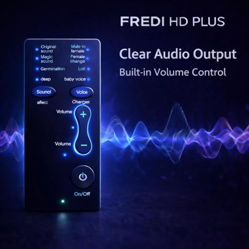 Image of FREDI HD PLUS Wired Portable Voice Changer Device | Handheld Audio Voice Effect Controller with 8 Sound Effect | Button & Volume Control | Rechargeable Voice Modifier for Android & iOS Smartphones
