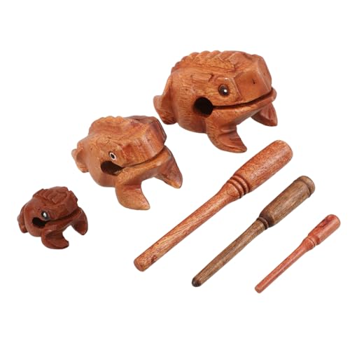 Supvox 3stücke Holzfrosch Musikalisches Schlaginstrument Handgefertigte Frosch Ornamente Süße Schreibtisch Accessoires Lustige Dekoration Einzigartiger Sound Maker