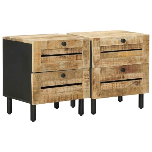 vidaXL Nachttisch 2 STK. Natur 40 x 33 x 46 cm